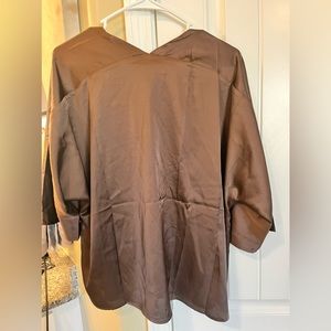 Banana Republic blouse, chocolate brown satin, large